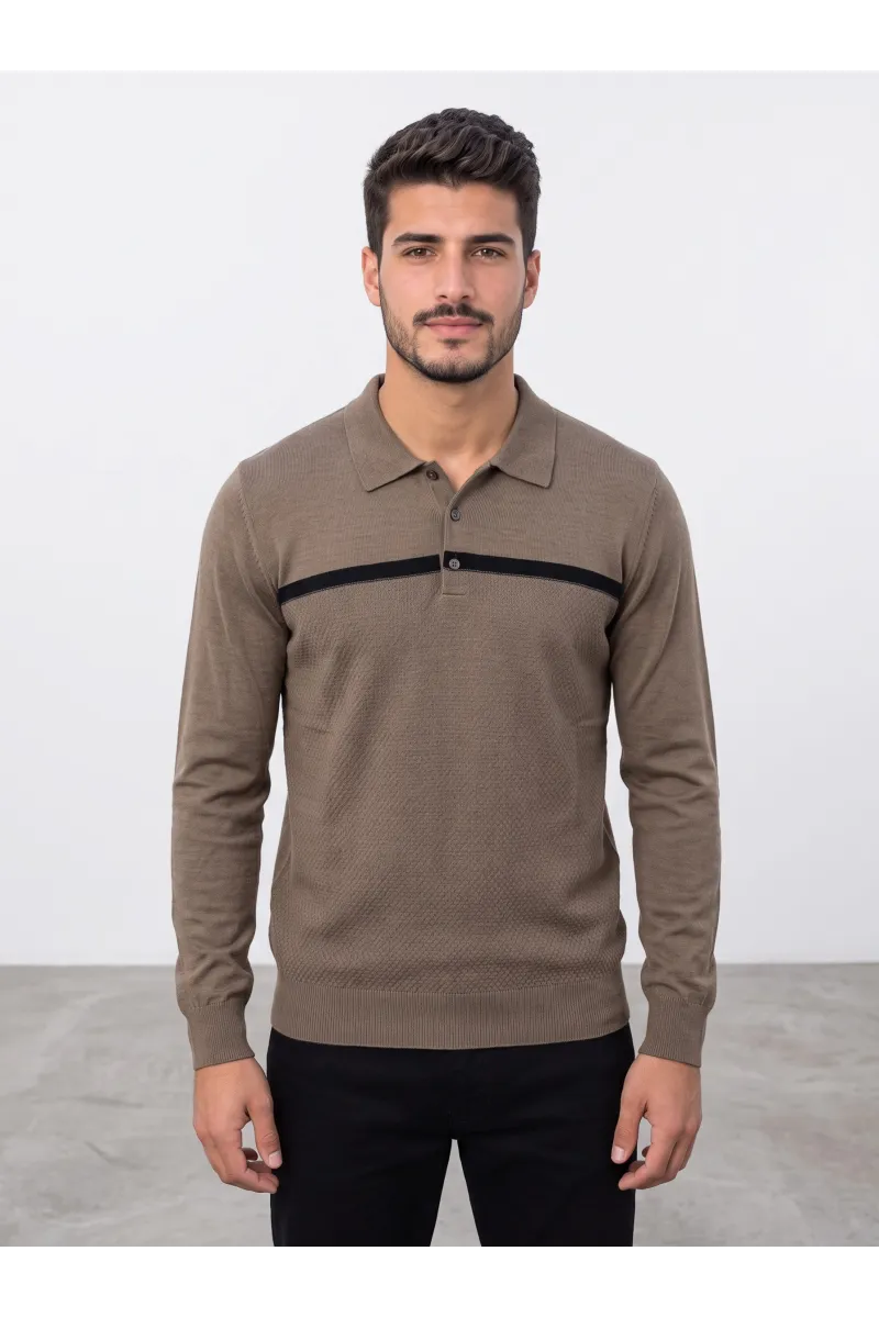 Polo Pull en Maille Manches Longues Homme | Mode Homme Tunisie