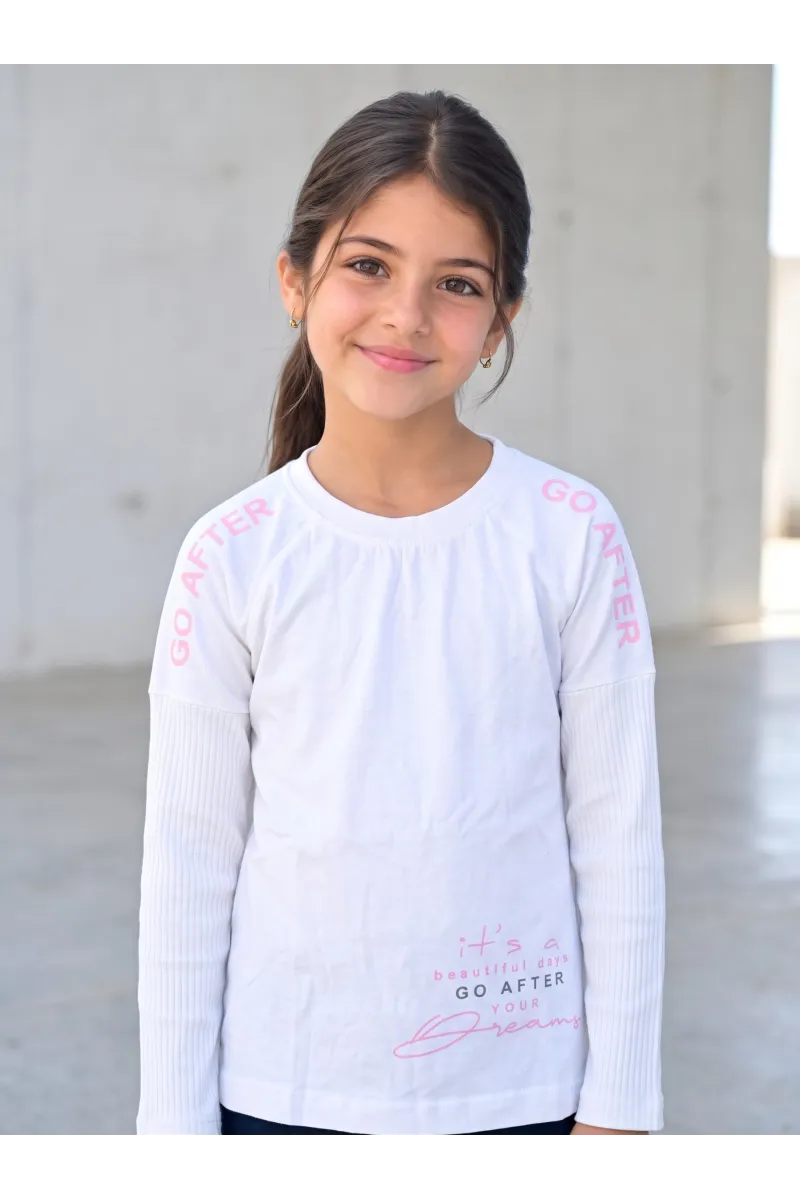 Pull Sweat Manches Longues Fille "Go After Your Dreams" | Tunisie