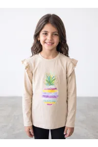 Pull T-Shirt Manches Longues Fille Ananas à Volants | Tunisie