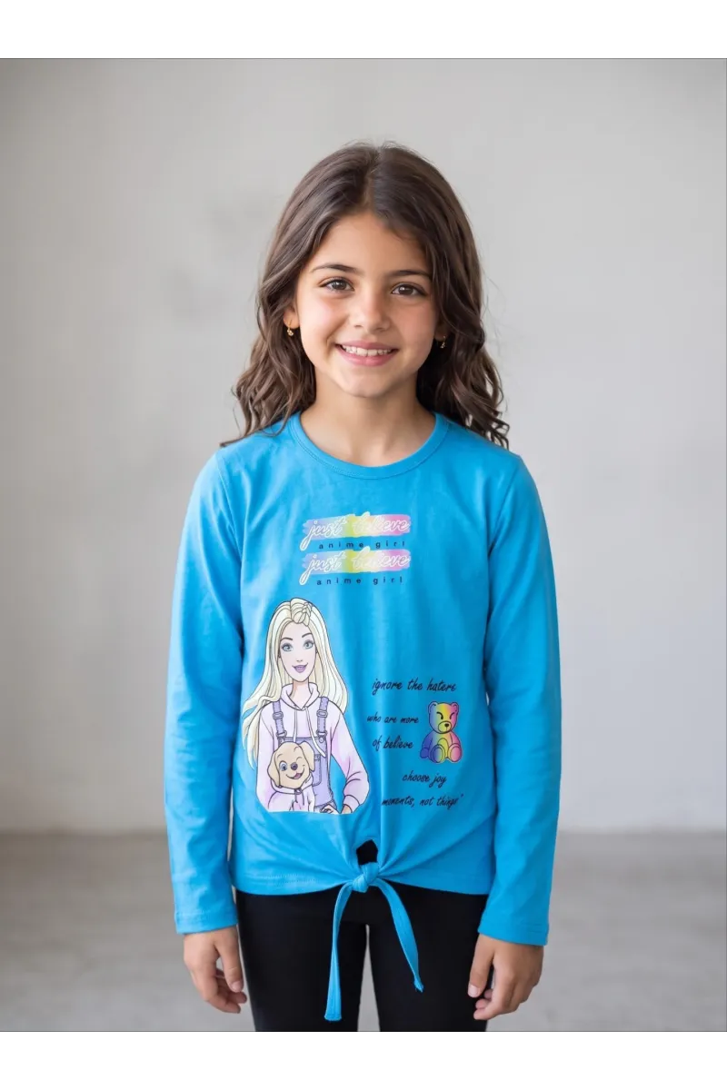 Pull T-Shirt Manches Longues Fille à Nouer Devant | Tunisie