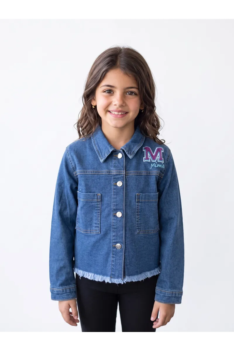 Veste en Jean Fillette Minnie avec Bords Effilochés | Tunisie