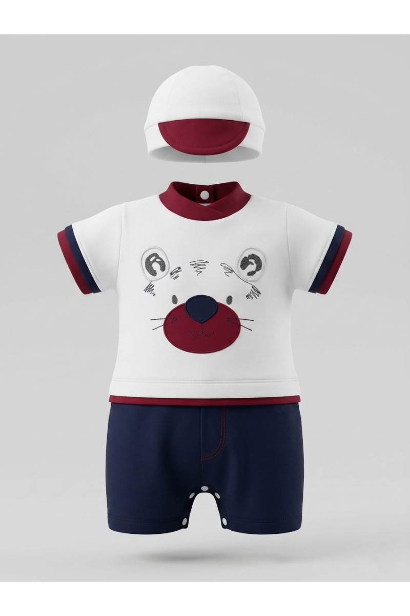 Ensemble bébé grenouillère + chapeau motif ourson | Tunisie