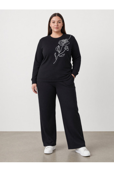 Jogging Femme avec Broderie Florale Line Art | Tunisie