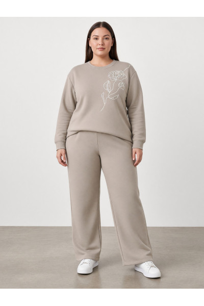 Jogging Femme avec Broderie Florale Line Art | Tunisie