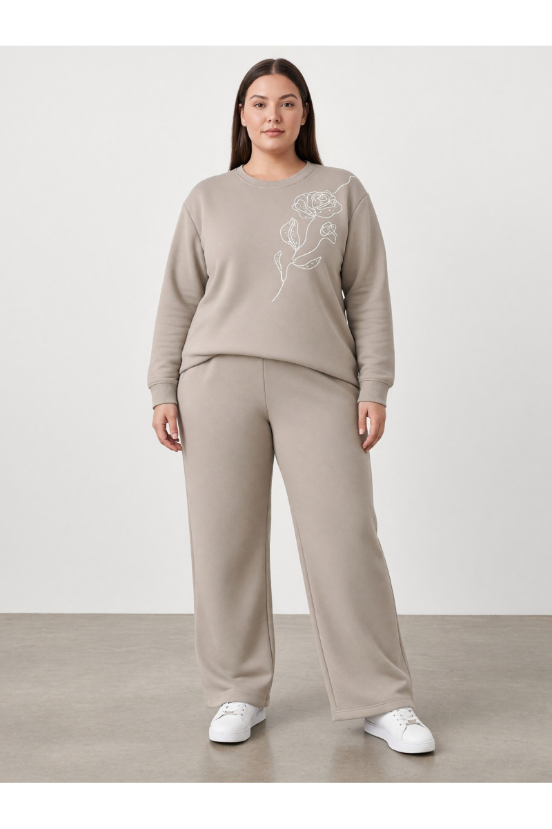 Jogging Femme avec Broderie Florale Line Art | Tunisie