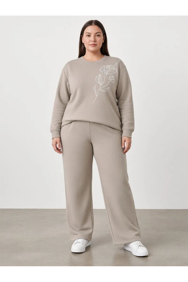 Jogging Femme avec Broderie Florale Line Art | Tunisie