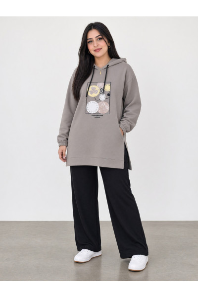 Jogging Long Femme à Capuche & Motifs Graphiques | Tunisie