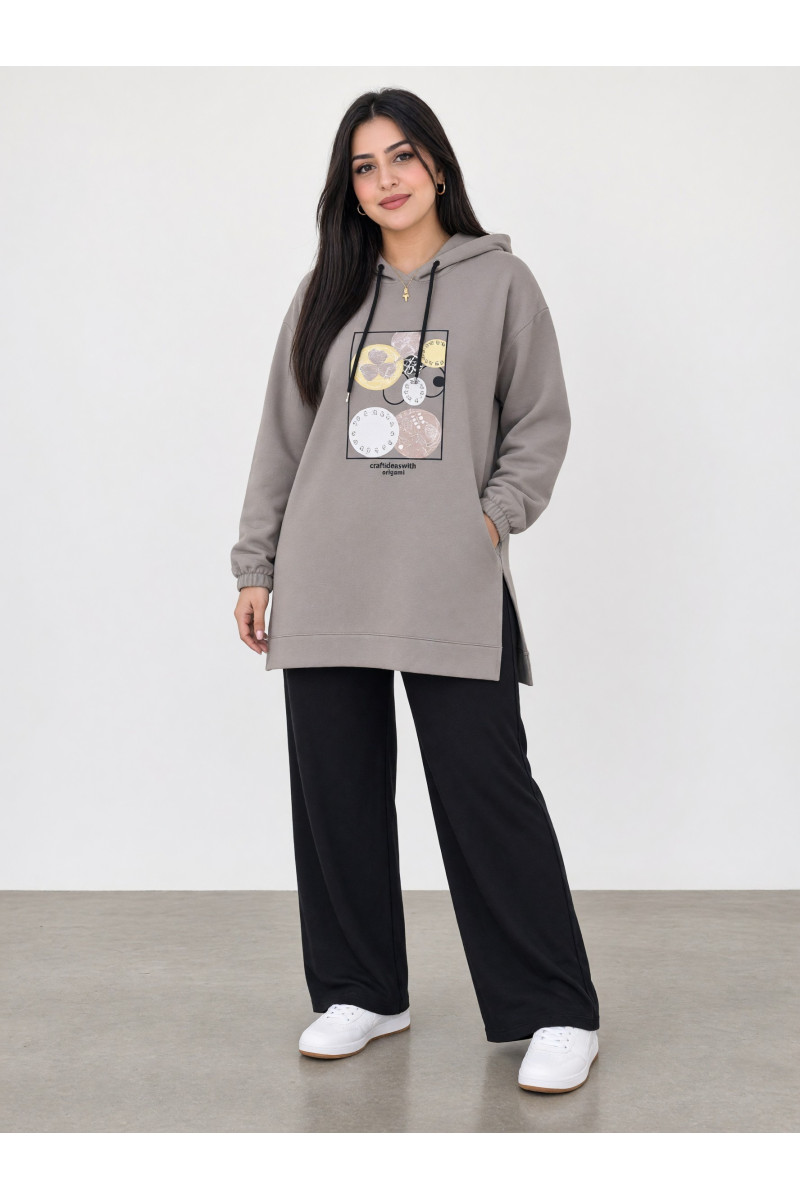 Jogging Long Femme à Capuche & Motifs Graphiques | Tunisie