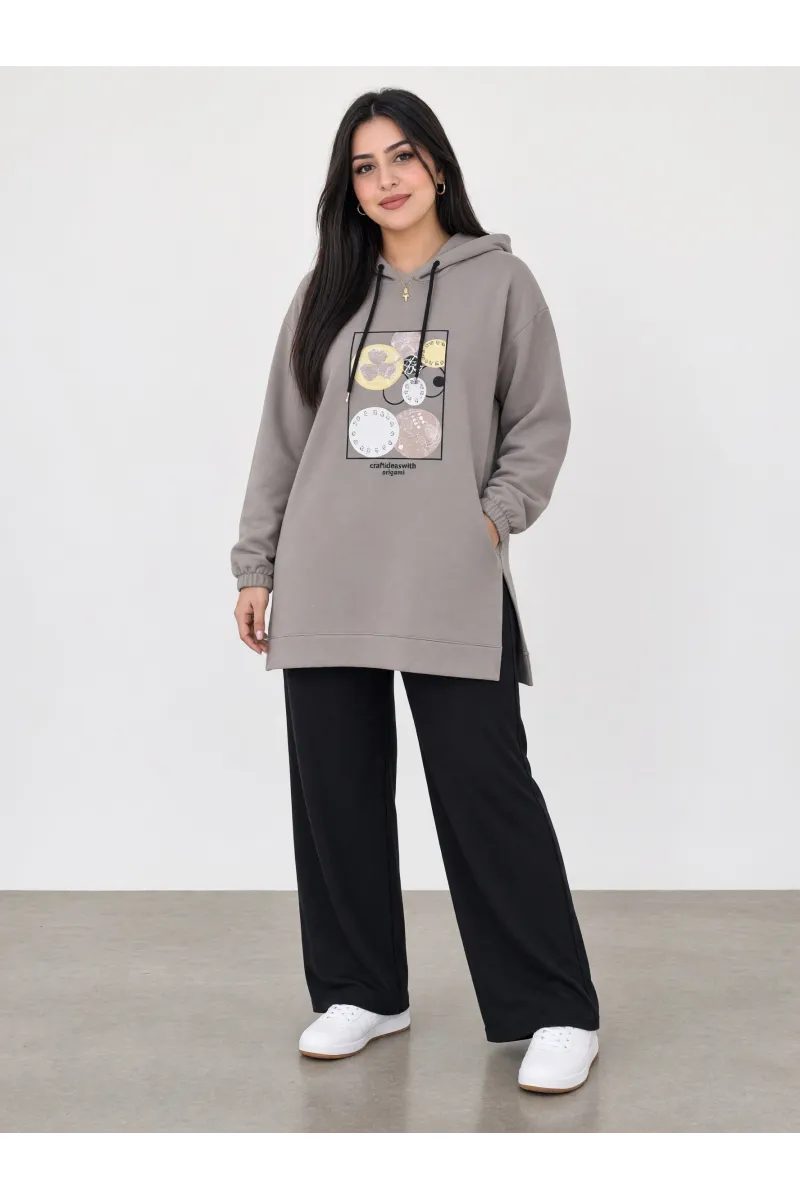 Jogging Long Femme à Capuche & Motifs Graphiques | Tunisie