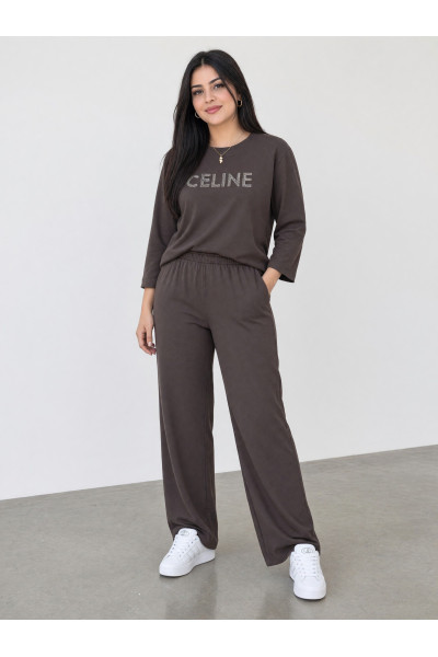 Set Femme Casual Chic avec Inscription Brillante | Tunisie