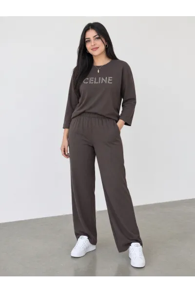 Set Femme Casual Chic avec Inscription Brillante | Tunisie