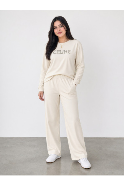 Set Femme Casual Chic avec Inscription Brillante | Tunisie