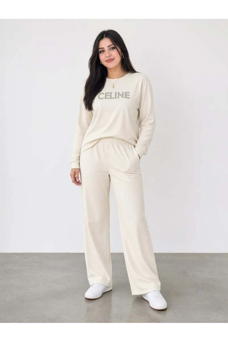 Set Femme Casual Chic avec Inscription Brillante | Tunisie