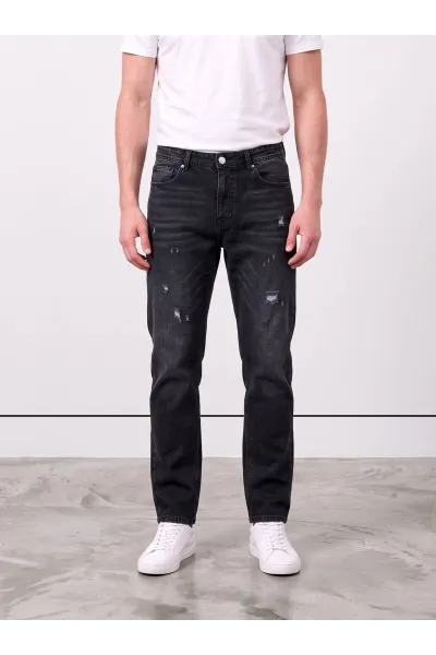 Jean Slim Fit Homme Effet Délavé & Griffures Rip | Tunisie