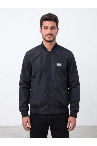 Blouson Homme Zippé avec Plaque Métallique | Tunisie