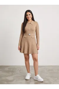 Robe Courte en Maille Femme à Boutons Perles & Boucle Bijou | Tunisie