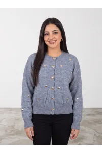 Gilet en Maille Femme avec Boutons & Appliques Cœurs | Tunisie