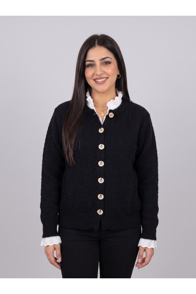 Gilet en Maille Texturée Femme avec Col & Poignets en Broderie Anglaise | Tunisie