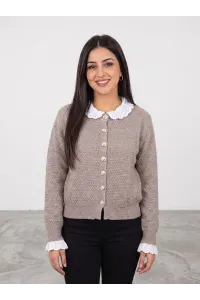 Gilet en Maille Texturée Femme avec Col & Poignets en Broderie Anglaise | Tunisie