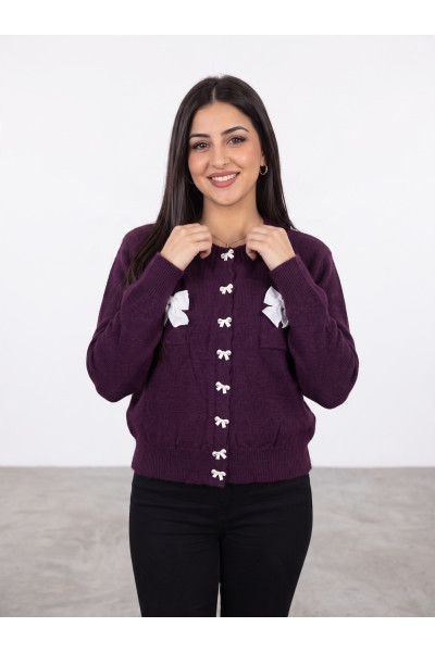 Gilet en Maille Femme avec Nœuds en Ruban & Poches | Tunisie