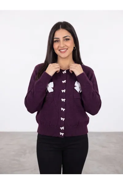 Gilet en Maille Femme avec Nœuds en Ruban & Poches | Tunisie