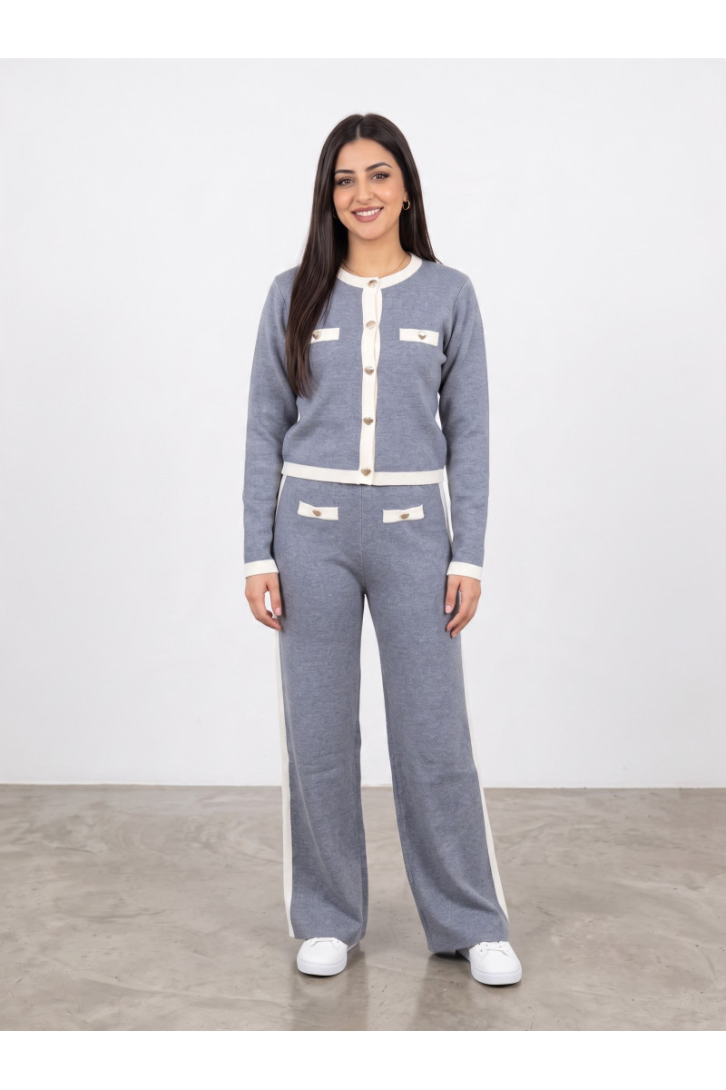 Set 2 Pièces en Maille Femme Cardigan & Pantalon Large | Tunisie