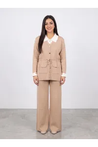 Set 2 Pièces en Maille Femme Veste à Cordon & Pantalon Large | Tunisie