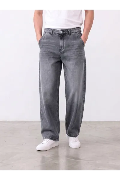 Jean Ample Wide Leg Homme à Effet Délavé | Streetwear Tunisie