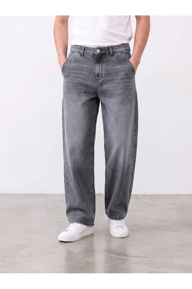 Jean Ample Wide Leg Homme à Effet Délavé | Streetwear Tunisie