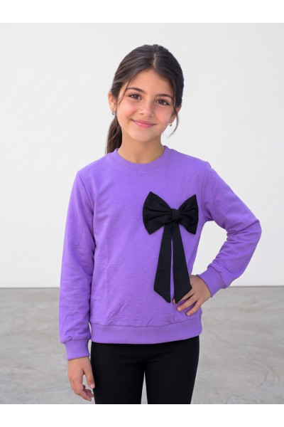 Sweatshirt Fille à Grand Nœud Fantaisie | Mode Enfant Tunisie