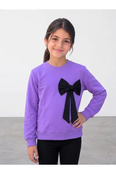 Sweatshirt Fille à Grand Nœud Fantaisie | Mode Enfant Tunisie