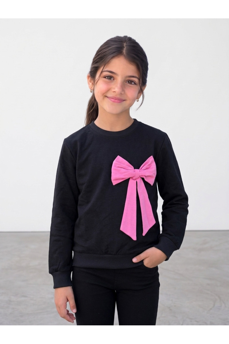 Sweatshirt Fille à Grand Nœud Fantaisie | Mode Enfant Tunisie