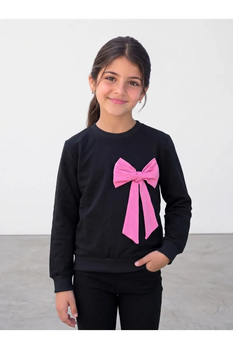 Sweatshirt Fille à Grand Nœud Fantaisie | Mode Enfant Tunisie
