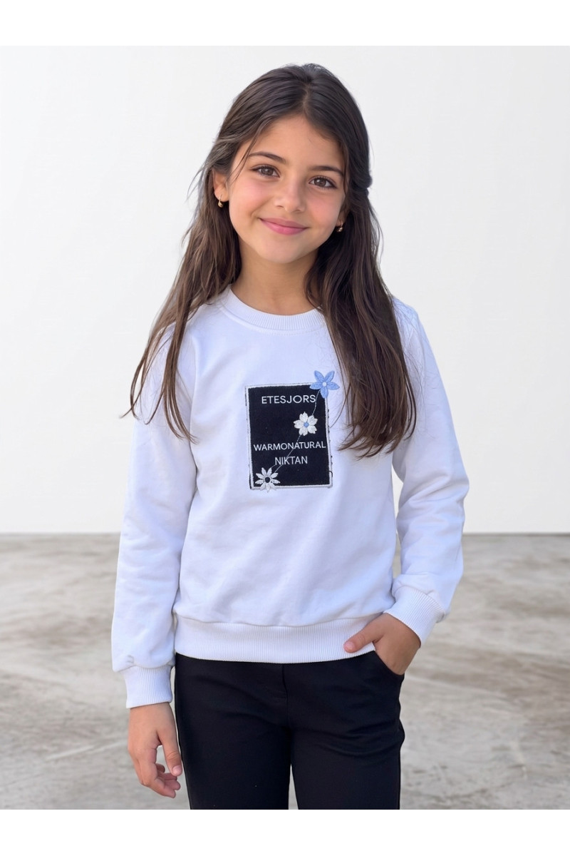 Sweatshirt Fille Imprimé & Broderies Florales | Mode Enfant Tunisie