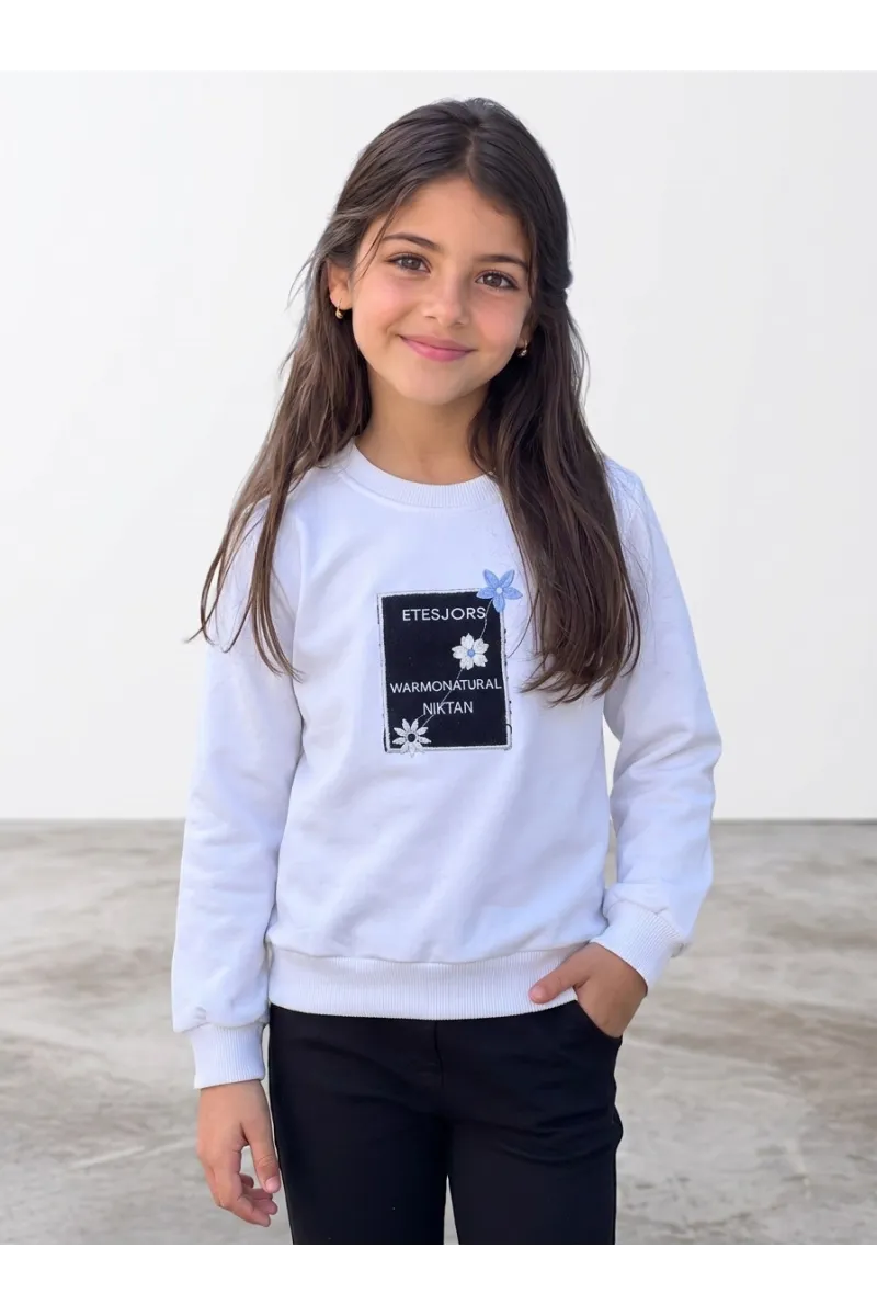 Sweatshirt Fille Imprimé & Broderies Florales | Mode Enfant Tunisie