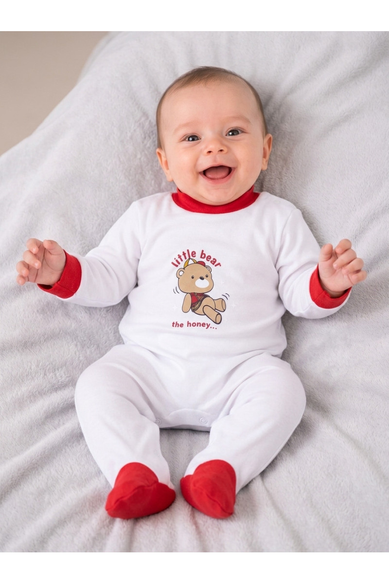 Grenouillère Bébé à Pieds Intégrés & Motif Ourson | Pyjama Bébé Tunisie