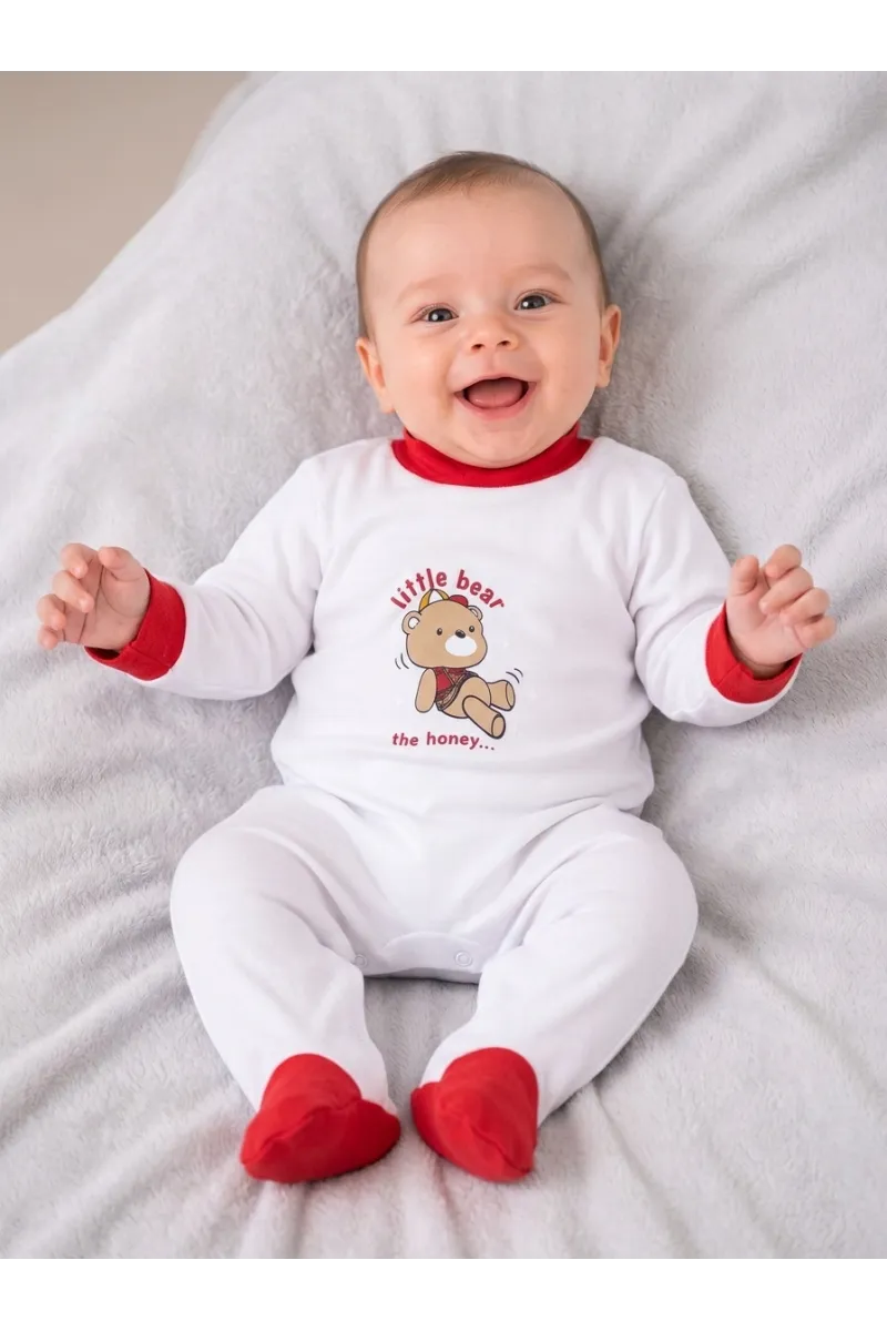 Grenouillère Bébé à Pieds Intégrés & Motif Ourson | Pyjama Bébé Tunisie
