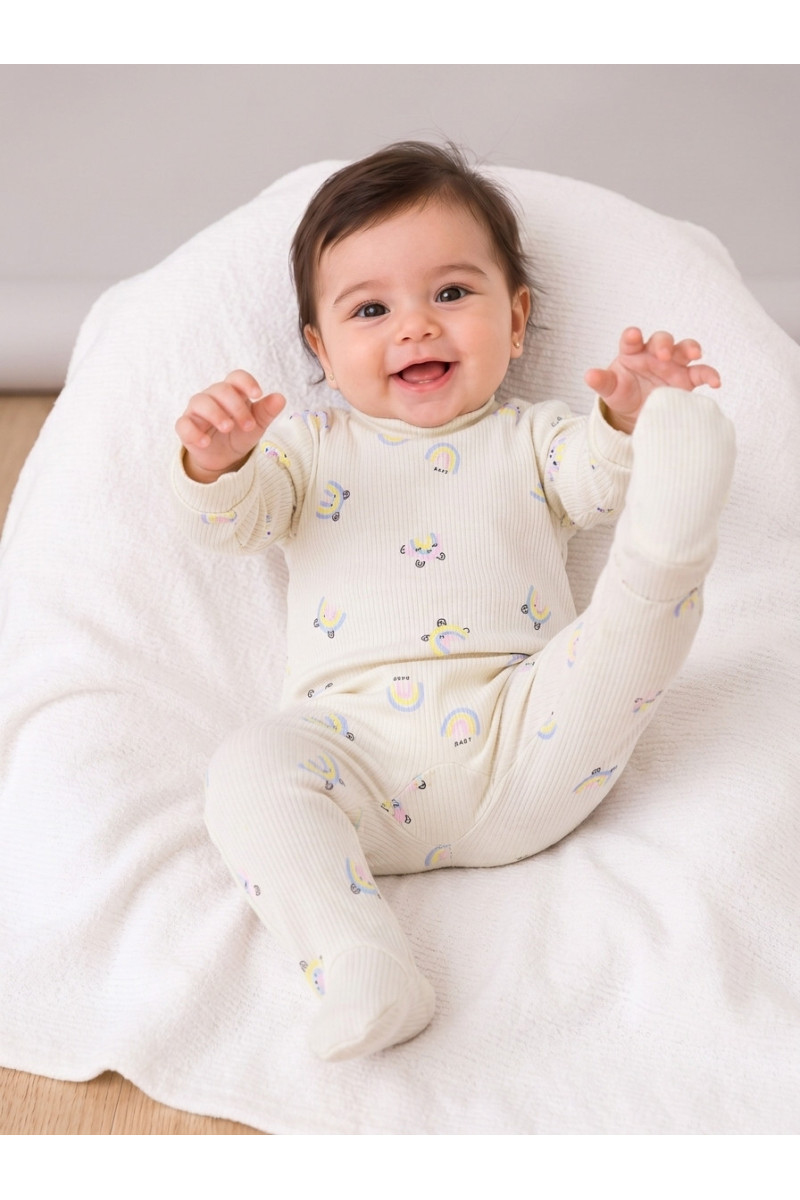 Grenouillère Bébé en Maille Côtelée à Pieds Intégrés | Pyjama Tunisie