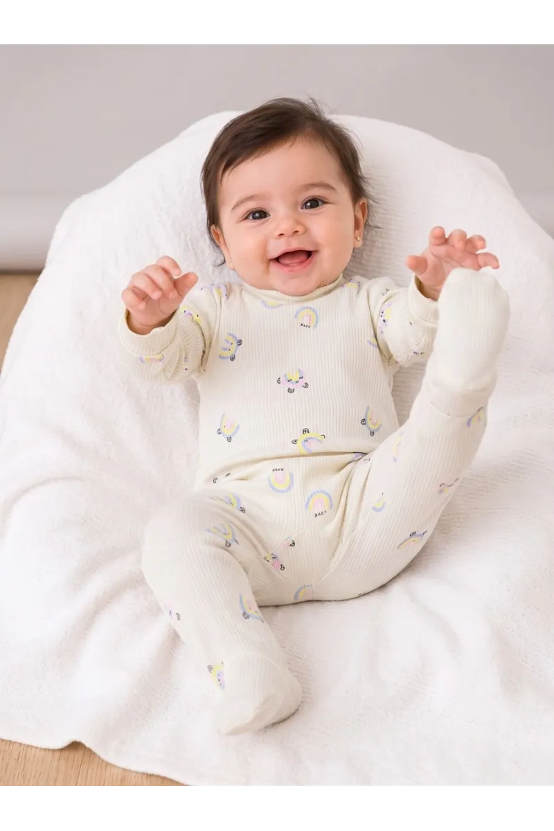 Grenouillère Bébé en Maille Côtelée à Pieds Intégrés | Pyjama Tunisie