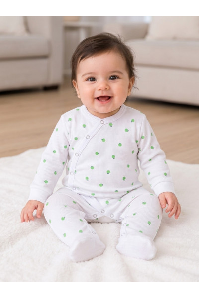 Grenouillère Bébé Cache-Cœur en Maille Côtelée | Pyjama Pression Tunisie