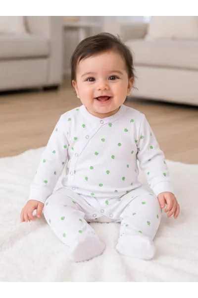Grenouillère Bébé Cache-Cœur en Maille Côtelée | Pyjama Pression Tunisie