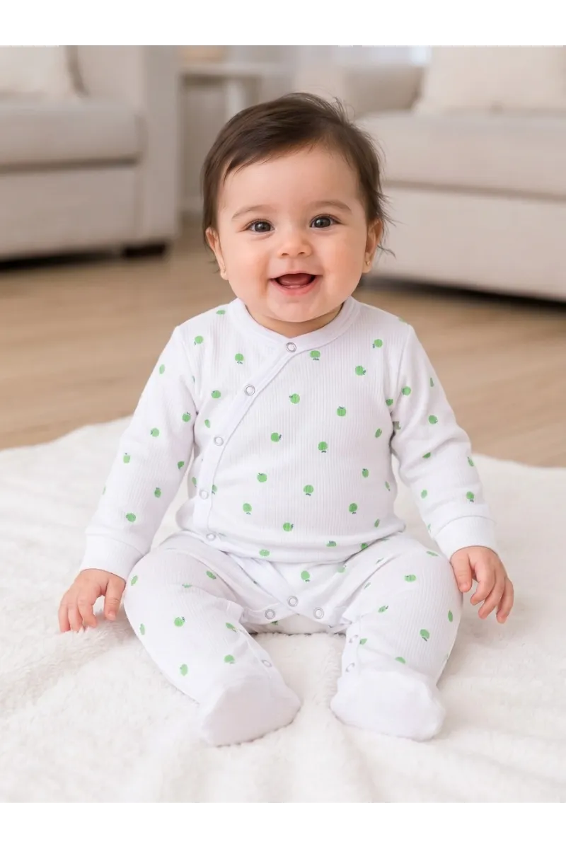 Grenouillère Bébé Cache-Cœur en Maille Côtelée | Pyjama Pression Tunisie
