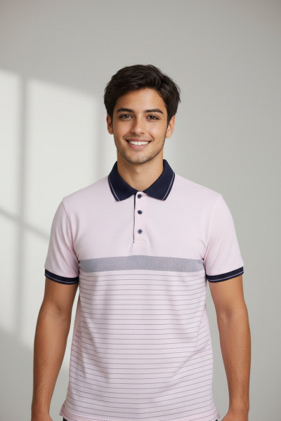 Pull homme col chemise à rayures chic et confortable | Tunisie