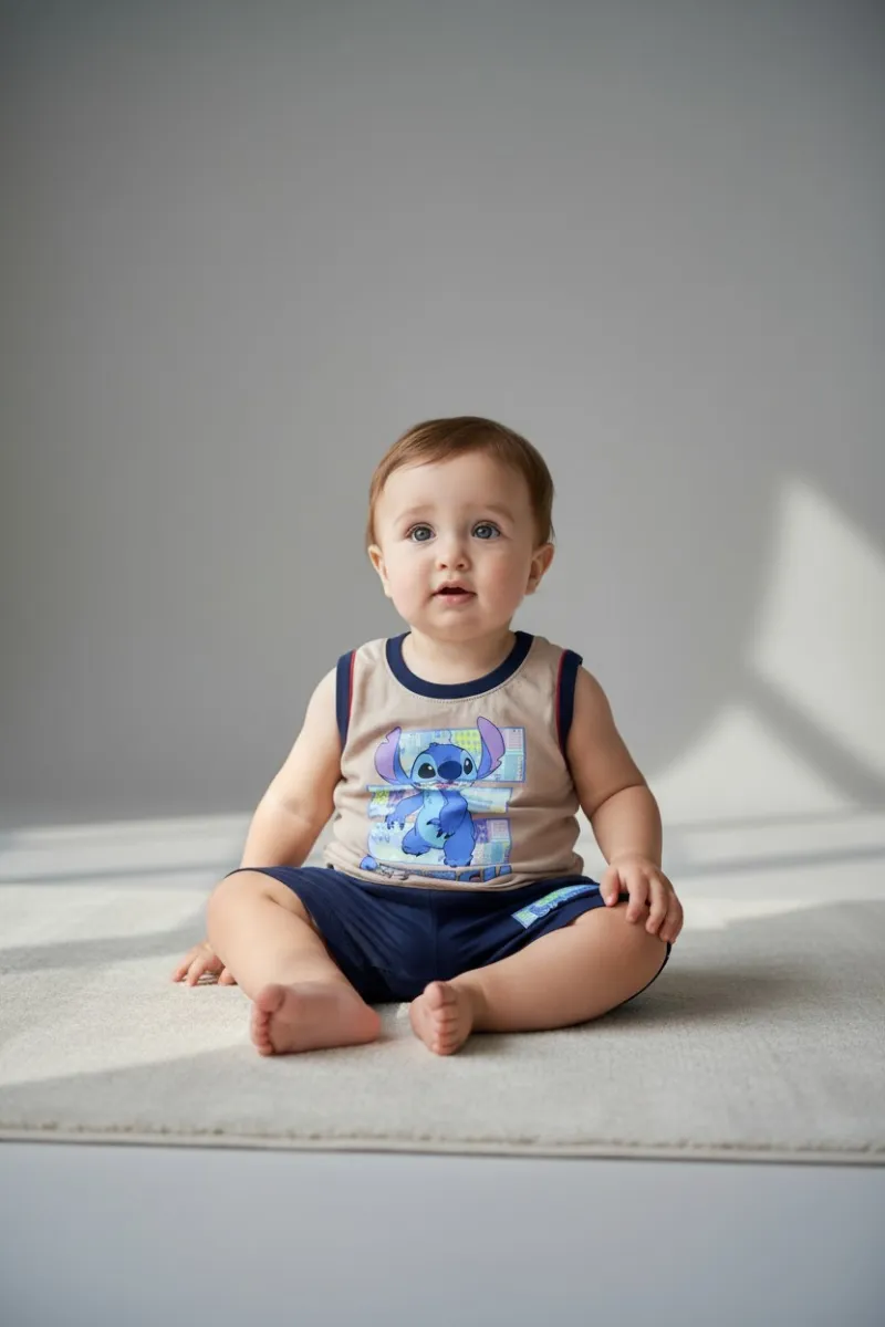 Ensemble bébé garçon sans manches Stitch + short | Tunisie