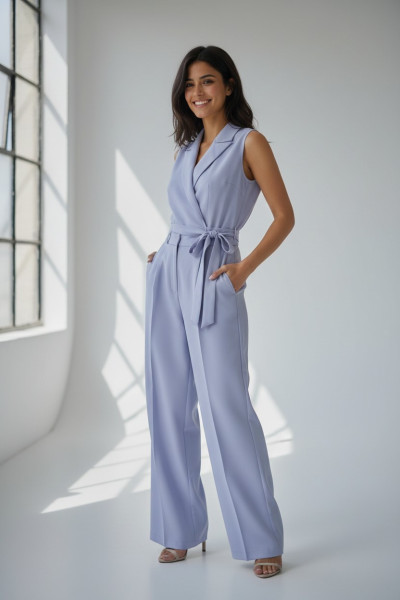 Ensemble femme blazer croisé et pantalon large élégant | Tunisie