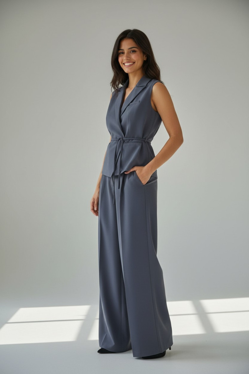 Ensemble femme blazer croisé et pantalon large élégant | Tunisie
