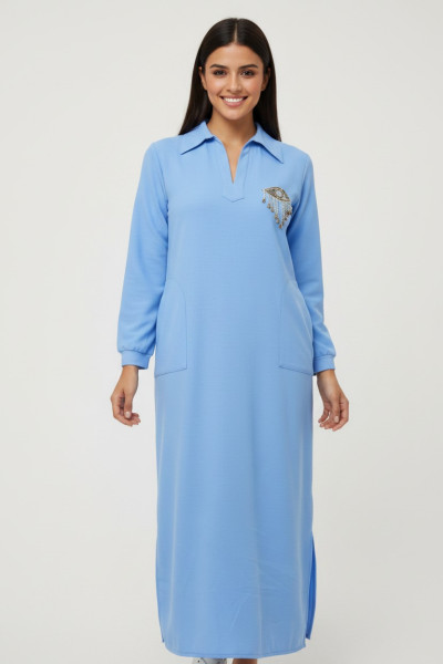 Jebba femme col chemise motif œil élégante | Tunisie