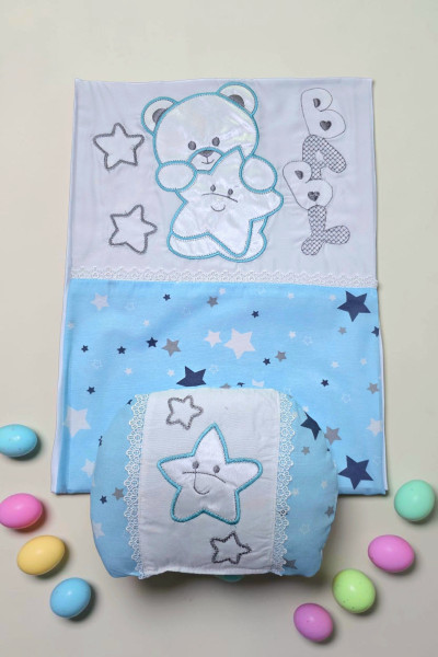 Drap de lit bébé ourson étoile avec coussin | Tunisie