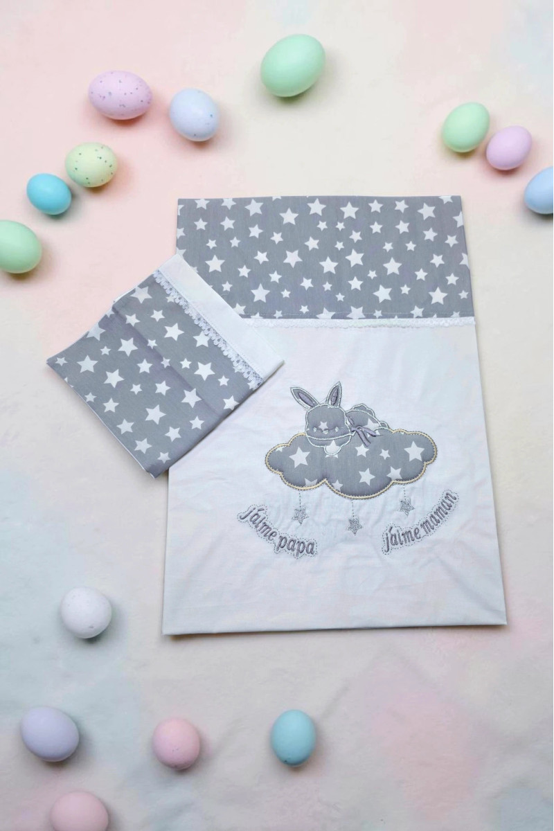 Drap de lit bébé lapin nuage avec taie coussin | Tunisie