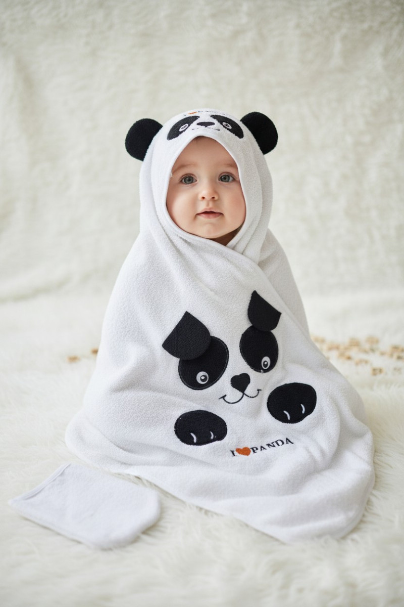 Set capes de bain bébé chien panda avec gant | Tunisie